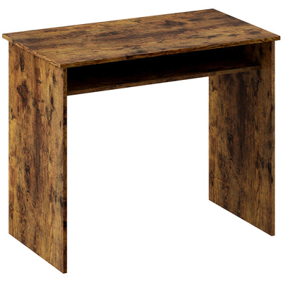 HOMCOM Boxy Work Desk, with Shelf - Wood-Effect 