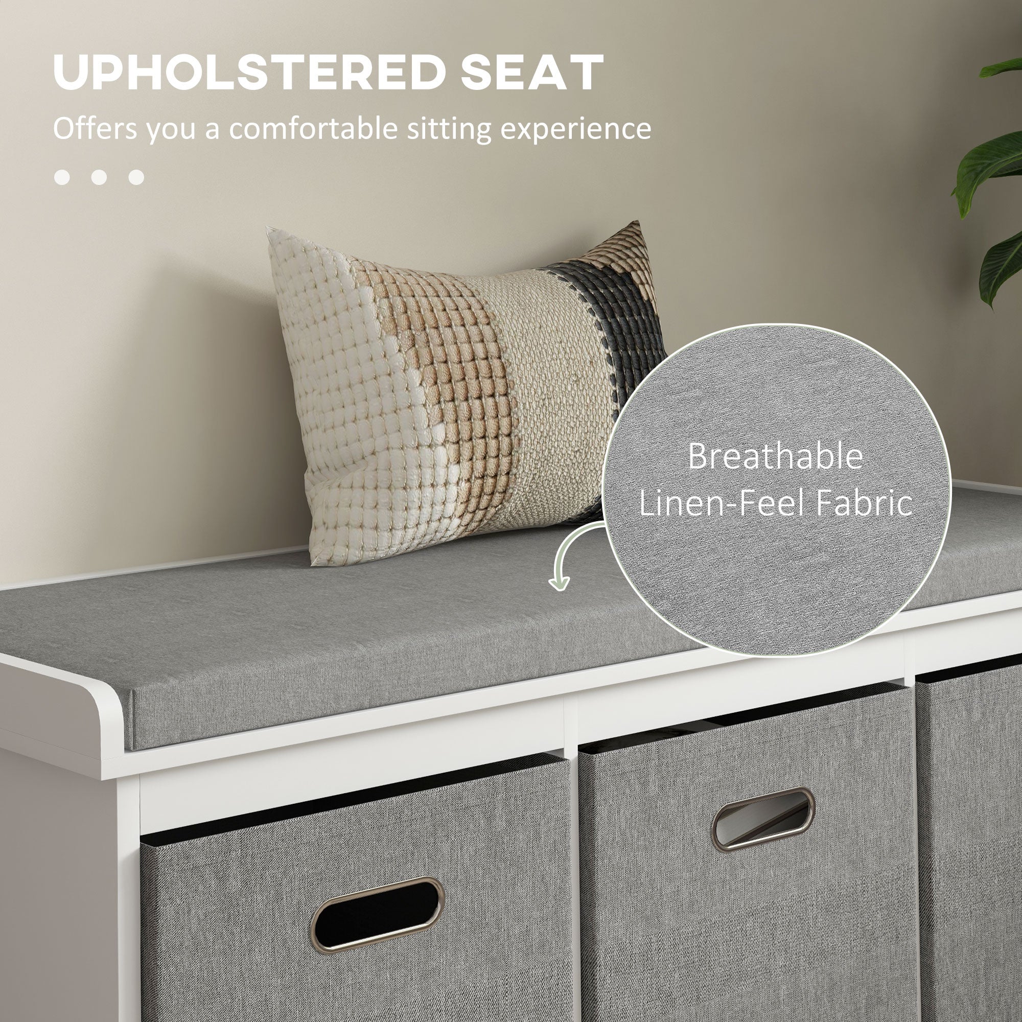 HOMCOM Three-Drawer Shoe Storage Bench, with Padded Top Seat - White 