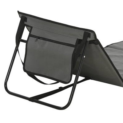 Outsunny Set of 2 Foldable Garden Beach Chair Mat, Outdoor Sun Lounger Seats with Adjustable Back, Magazine Pocket, Carry Bag 