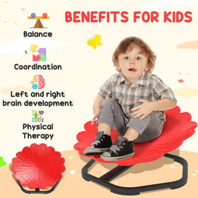 AIYAPLAY Flower-Shaped Sensory Spinning Chair with Non-Slip Base for Balance/Coordination, Red 