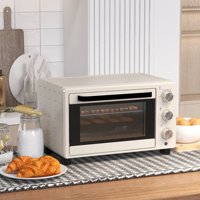 HOMCOM 21L Mini Countertop Oven, 100\'c2\'b0C-230\'c2\'b0C Adjustable Temp - White 