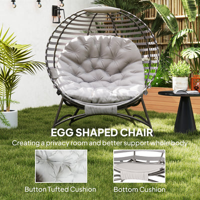 Outsunny Egg Chair with Cushion & Side Pocket - Light Grey 