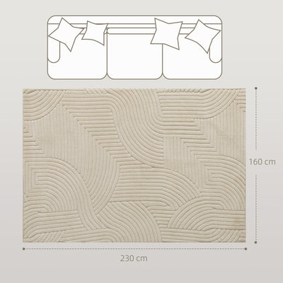 HOMCOM Modern Geometric Rug, Thick & Plush, Non-Slip, 230 x 160 cm – Cream, Living Room/Bedroom/Office 