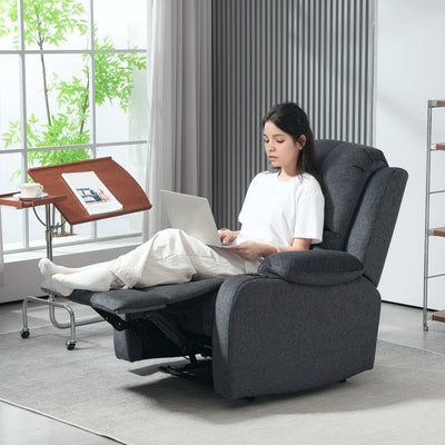 HOMCOM Microfibre Manual Reclining Armchair, with Footrest - Black 