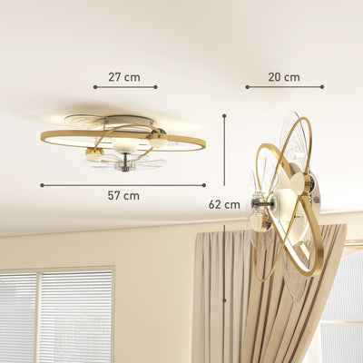 HOMCOM Ceiling Fan with Light and Remote, 3 Colour Temperatures, LED Mount Ceiling Fan Light for Bedroom, Gold Tone 