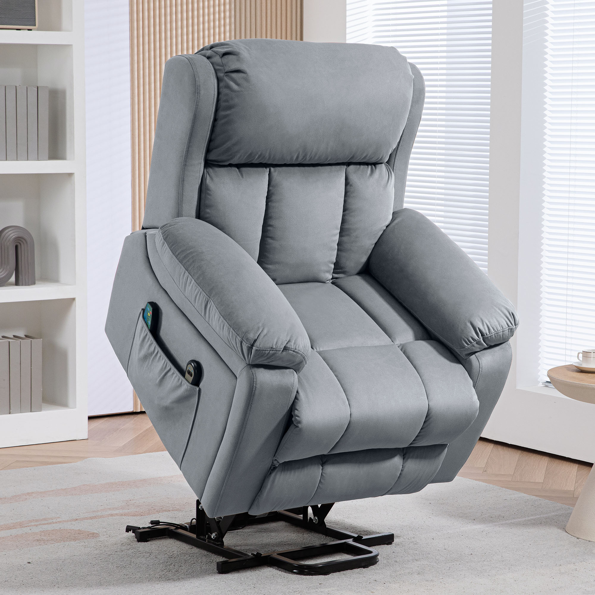 HOMCOM Eight Massage Point Electric Reclining Lift Chair, with Remote - Grey 