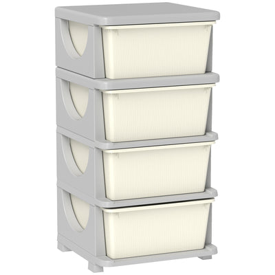 HOMCOM Four-Tier Kids Storage Boxes, with Four Drawers - White 