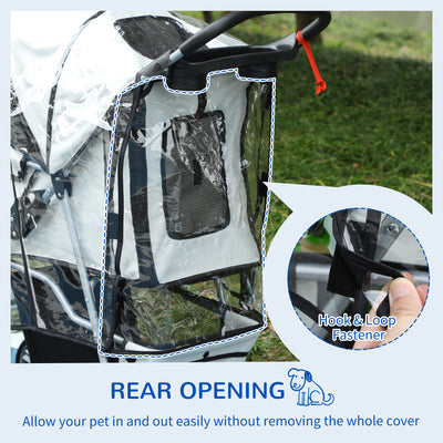 PawHut Dog Stroller Rain Cover, Cover for Dog Pram Stroller Buggy w/ Rear Side Entry 