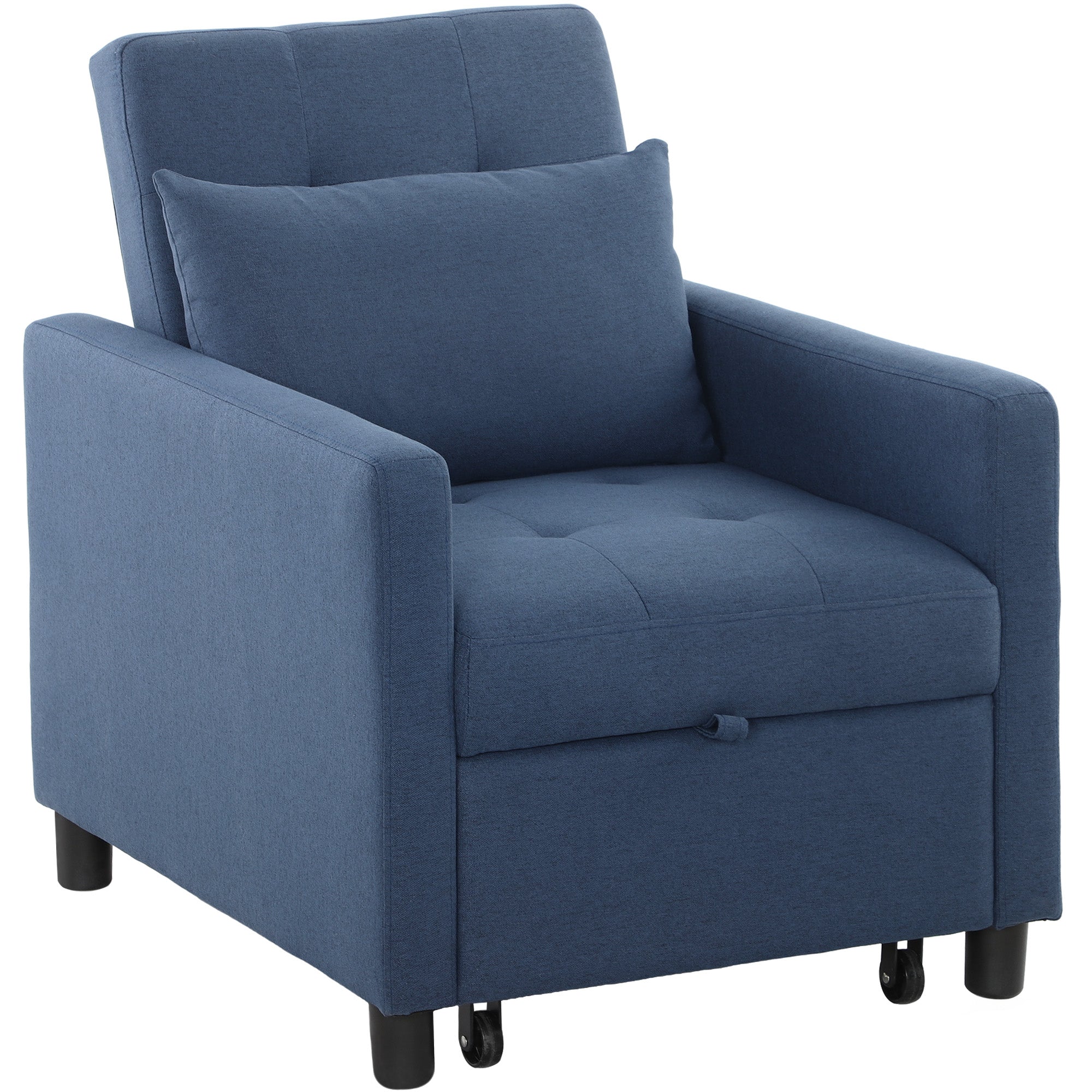 HOMCOM 3-In-1 Chair Bed, Convertible Sleeper Chair with Adjustable Backrest, Pillow and Footrest for Living Room, Blue 