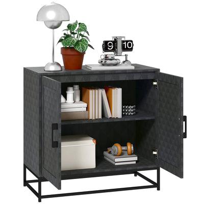 HOMCOM Modern Sideboard, Freestanding Sideboard Storage Cabinet with Adjustable Shelf and 2 Doors for Living Room, Black 