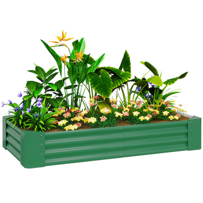 Outsunny 180 x 90cm Galvanised Steel Open Planter - Green 