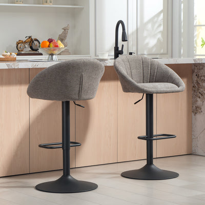 HOMCOM Set of Two Relaxed Tub Bar Stools - Grey 