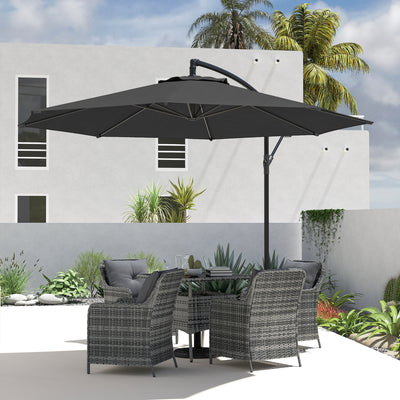Outsunny 3 m Overhanging Cantilever Parasol, with Cross Base - Black 