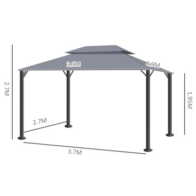 Outsunny 3 x 4m Aluminium Garden\'c2\'a0Gazebo, Marquee Canopy Shelter Pavilion Party Tent with Nets and Curtains for Garden and Deck, Dark Grey 