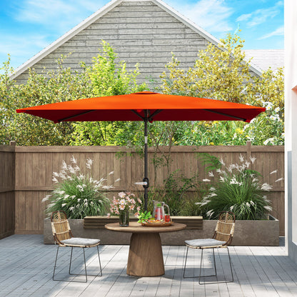 Outsunny 3x2m Patio Parasol Garden Umbrellas Canopy with Aluminium Tilt Crank Rectangular Sun Shade Steel, Orange 