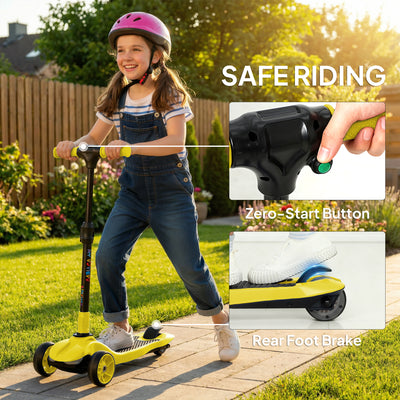 AIYAPLAY Three-Wheel Foldable Electric Scooter for Kids Aged 6-10 Years, Yellow 