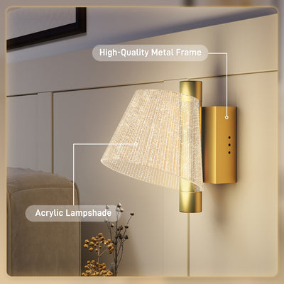 HOMCOM Led Wall Lamp 2 Pack, 5W Modern Indoor Starry Wall Light, Colour Temperature Adjustable 3000K/4000K/6500K, for Bedroom, Living Room, Hallway, Stairs, Gold Tone 