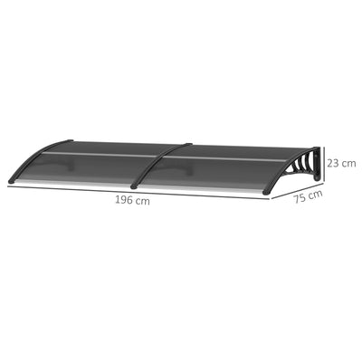 Outsunny Door Canopy Awning Outdoor Window Rain Shelter Cover for Front/Back Door Porch Black 196 x 75cm 