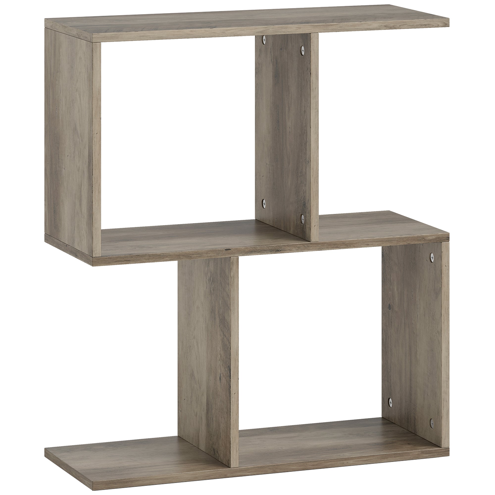 HOMCOM Side Table, Narrow End Table with Storage Shelves, S-Shaped, 3-Tier, 50W x 19.5D x 58H cm, Grey 