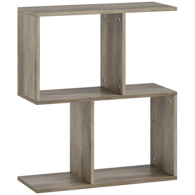 HOMCOM Side Table, Narrow End Table with Storage Shelves, S-Shaped, 3-Tier, 50W x 19.5D x 58H cm, Grey 