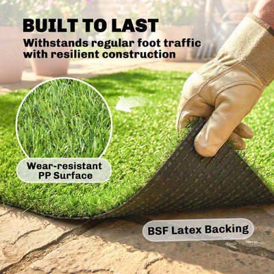 Outsunny Artificial Grass Turf Low Maintenance Realistic Lawn Pet Turf with Drain Holes for Garden 1m x 4m Green 