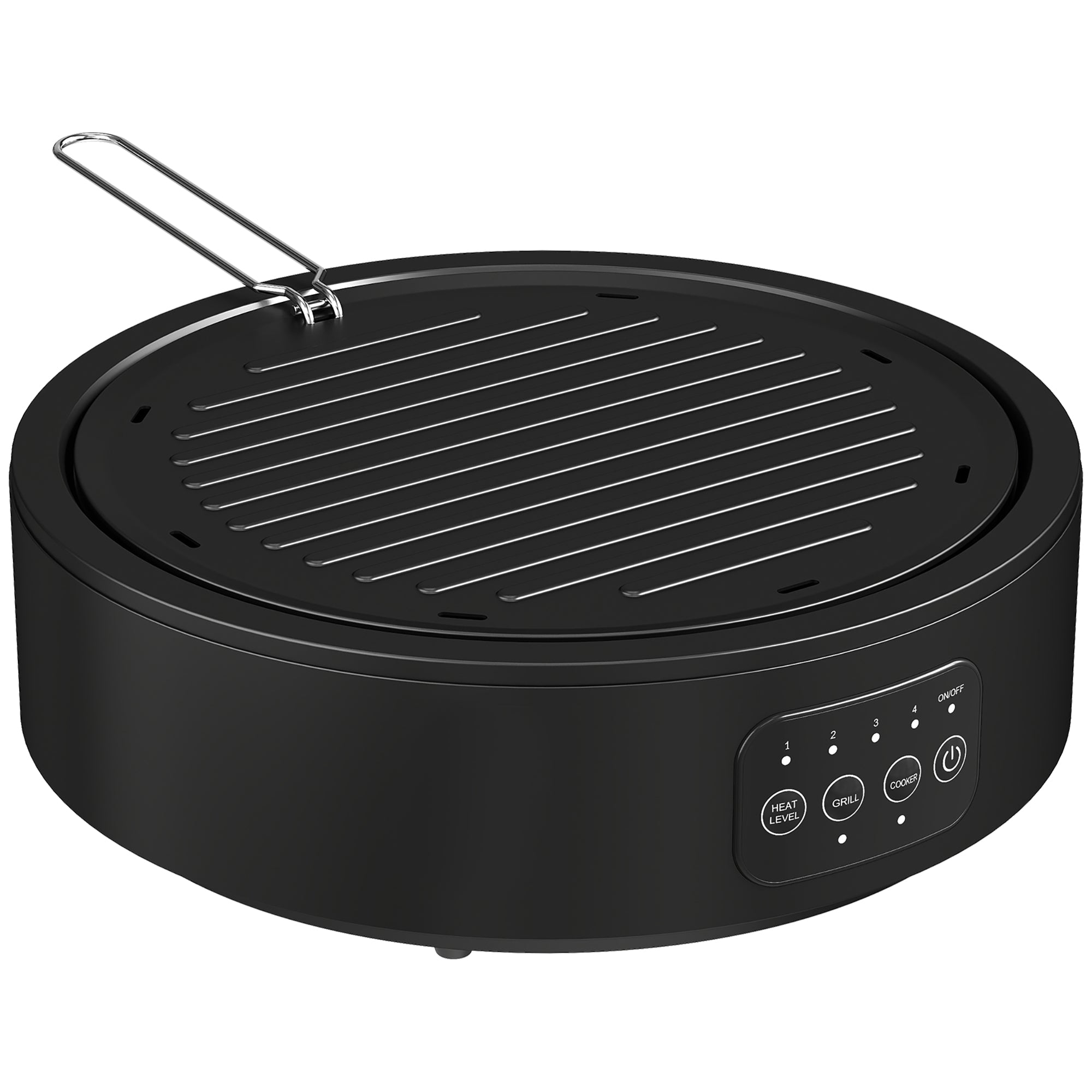 HOMCOM Electric Ceramic Hob with Grill Plate, Multifunctional 36cm Plug in Electric Hob with 4 Heat Levels for All Type Pot 