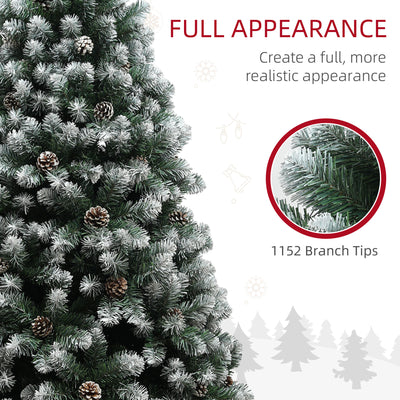 HOMCOM 7ft Snow-Dipped Artificial Pine Christmas Tree 