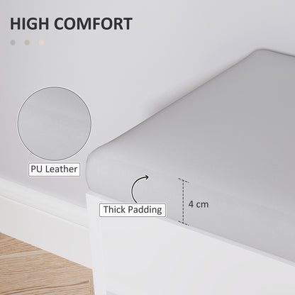 HOMCOM Shoes Cabinet Bench Hidden Storage Padded Seat Organiser Footwear Rack Hallway Cream White 