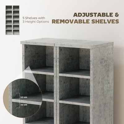 HOMCOM Set of 2 CD Media Display Shelf Unit Tower Rack with Adjustable Shelves, Grey 