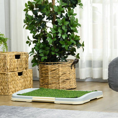 PawHut Puppy Training Pad, Indoor Portable Puppy Pad, with Artificial Grass, Grid, Panel, Tray, 63 x 48.5cm 
