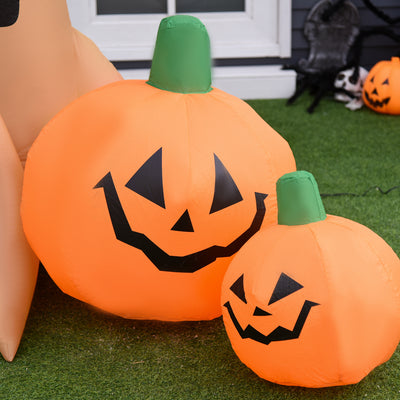 HOMCOM 240cm Large Halloween Scary Lighting Inflatable Tree Ghost 3 Pumpkins Owl 4 LED Indoor Outdoor Holiday Decoration 