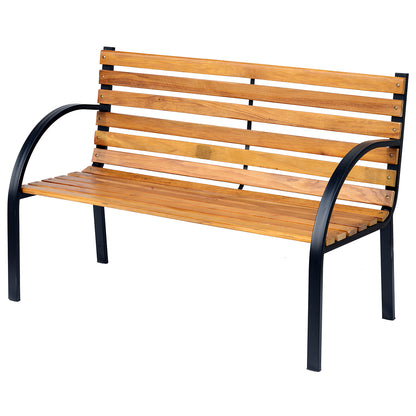 Outsunny Garden Bench, 122Lx60Wx80H cm-Steel/Wood 