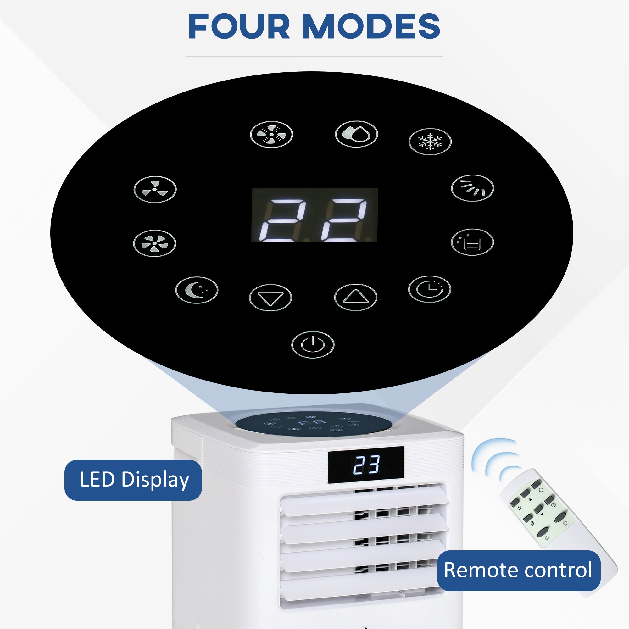 HOMCOM 7000 BTU Air Conditioning Unit, 3-in-1 Portable Air Conditioner, Dehumidifier, Cooling Fan with Remote Control, Digital Display, 2 Speeds, 24H Timer, Window Venting Kit, 15m\'c2\'b2