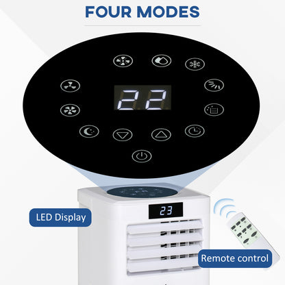 HOMCOM 7000 BTU Air Conditioning Unit, 3-in-1 Portable Air Conditioner, Dehumidifier, Cooling Fan with Remote Control, Digital Display, 2 Speeds, 24H Timer, Window Venting Kit, 15m\'c2\'b2