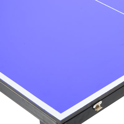 HOMCOM Folding 5ft Mini Compact Table Tennis Top Ping Pong Table Set Professional Net Games Sports Training Play Blue 