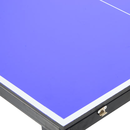 HOMCOM Folding 5ft Mini Compact Table Tennis Top Ping Pong Table Set Professional Net Games Sports Training Play Blue 