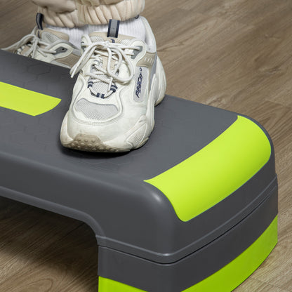 HOMCOM Aerobic Step with 3-Level Adjustable Heights for Home, Office Exercise, Grey and Green 