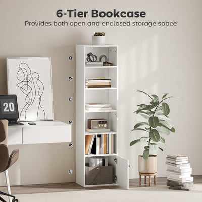 HOMCOM 6-Tier 156 cm Tall Bookcase - White 