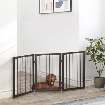 PawHut 3 Panel Stair Gate Foldable Dog Door Gate Indoor Free Standing Safety Gate Pet Barrier 76cm Height 