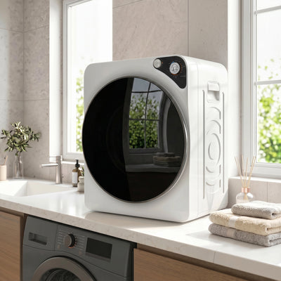 HOMCOM 5kg Vented Tumble Dryer, 1000W Compact Tumble Dryer with 5 Drying Modes, Stainless Steel Tub, White