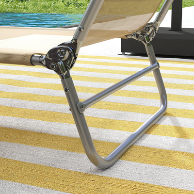 Outsunny Set of Two Steel Frame Sun Loungers, with Reclining Backs - Brown 