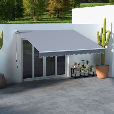 Outsunny 3 x 2.5m Manual Awning Canopy Sun Shade Shelter Retractable for Garden Grey 