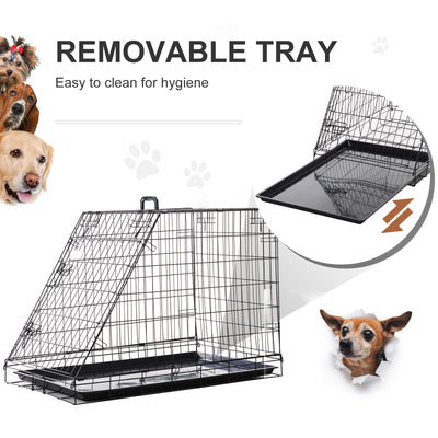 Pawhut Trapeze Collapsible Dog Pet Travel Box Cage Removable Tray 93 x 58 x 65cm 