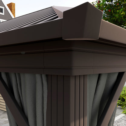 Outsunny 3.6 x 3(m) Aluminium Frame Hardtop Gazebo, with Accessories 