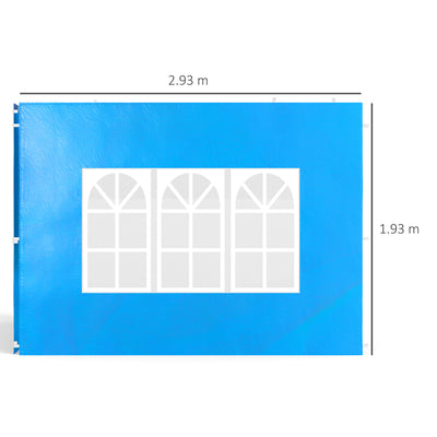 Outsunny Set of Two 3 x 3(m) Gazebo Frame Replacement Walls - Blue 