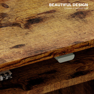 HOMCOM Boxy Work Desk, with Shelf - Wood-Effect 