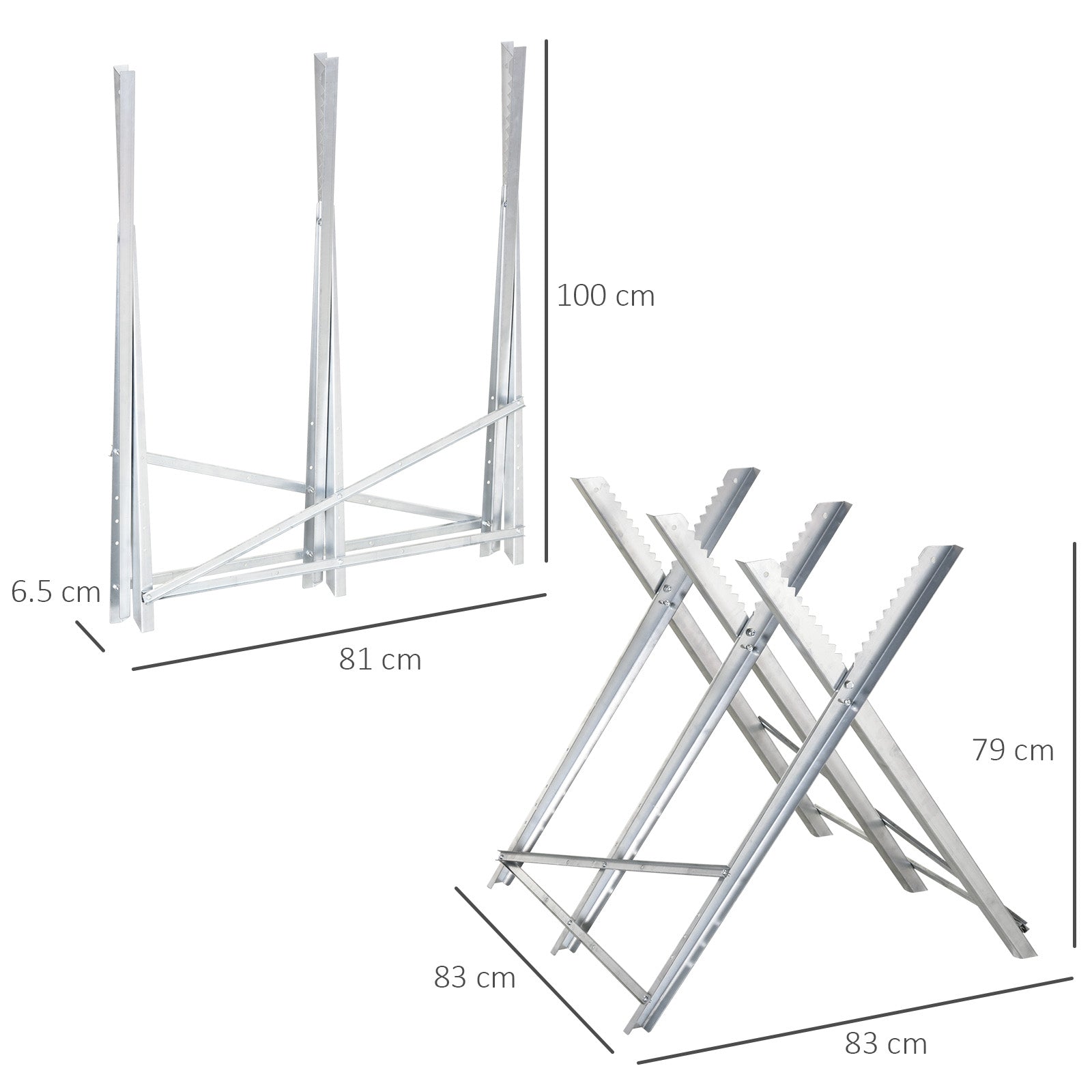 DURHAND Portable Sawhorse Heavy Duty Steel Adjustable Work Support, Foldable Sawhorse Stand 100 kg Weight Capacity, Silver Tone 