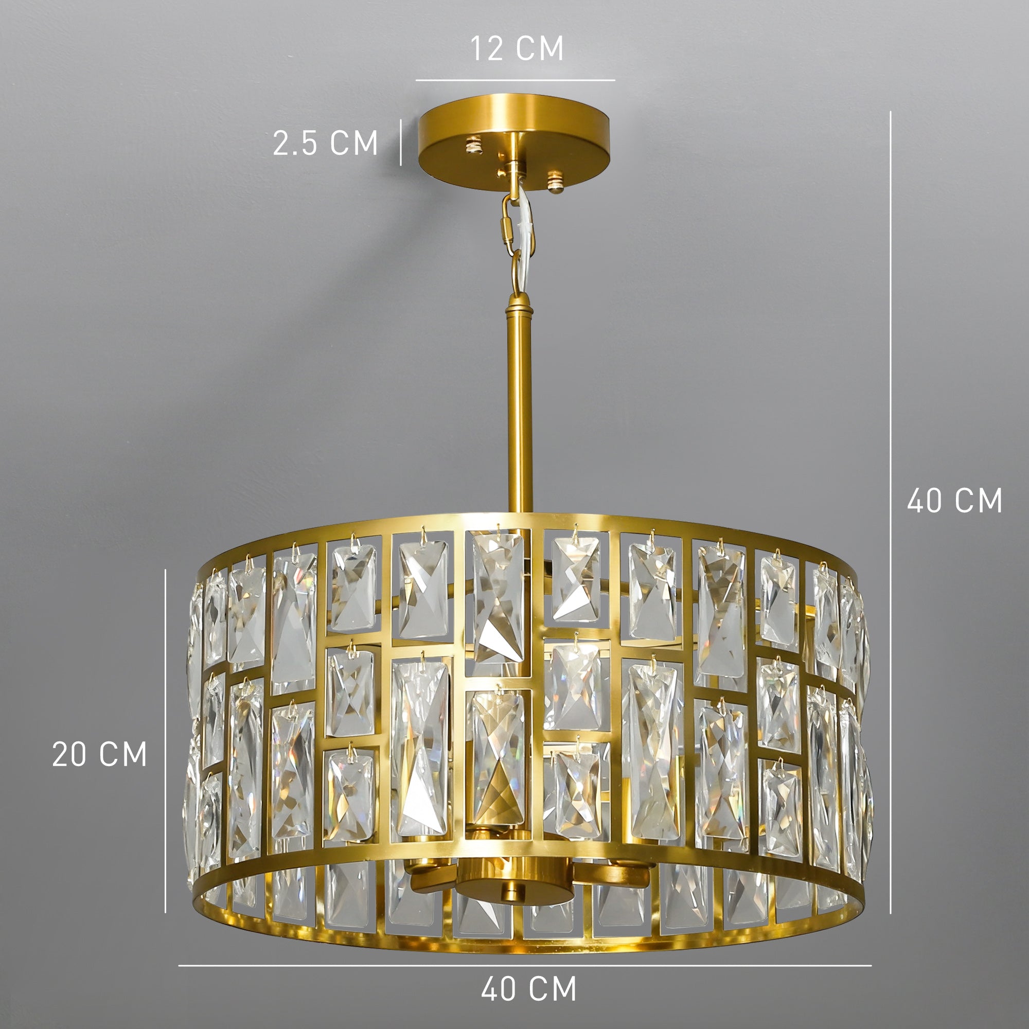 HOMCOM 72 Glass Crystallite Chandelier - Gold-Tone 