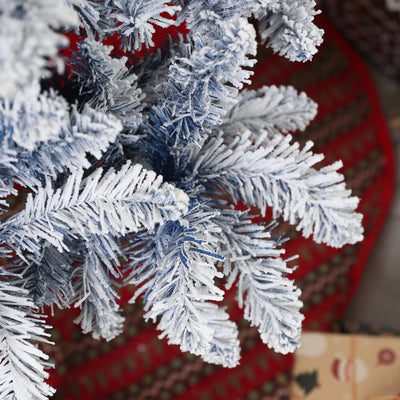 HOMCOM 6ft Flocked Artificial Christmas Tree with 700 Snow Frosted Tips, Metal Stand, Snowy Hinged Xmas Tree, Blue 