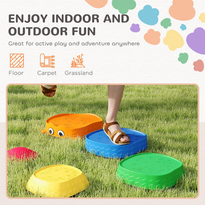AIYAPLAY 5PCS Sensory Stepping Stones for Toddlers, Frog-Shaped Kids Stepping Stones Set with Anti-Slip Edging for Ages 2-8 